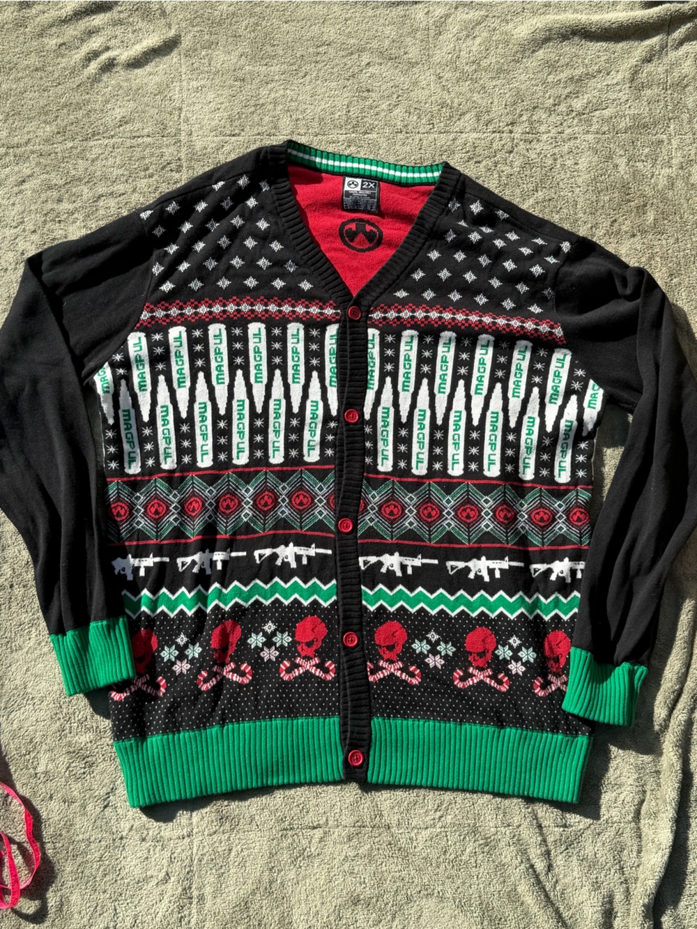 Magpul Industries Krampus Ugly Christmas Cardigan Sweater Knit Black 2X XXL
